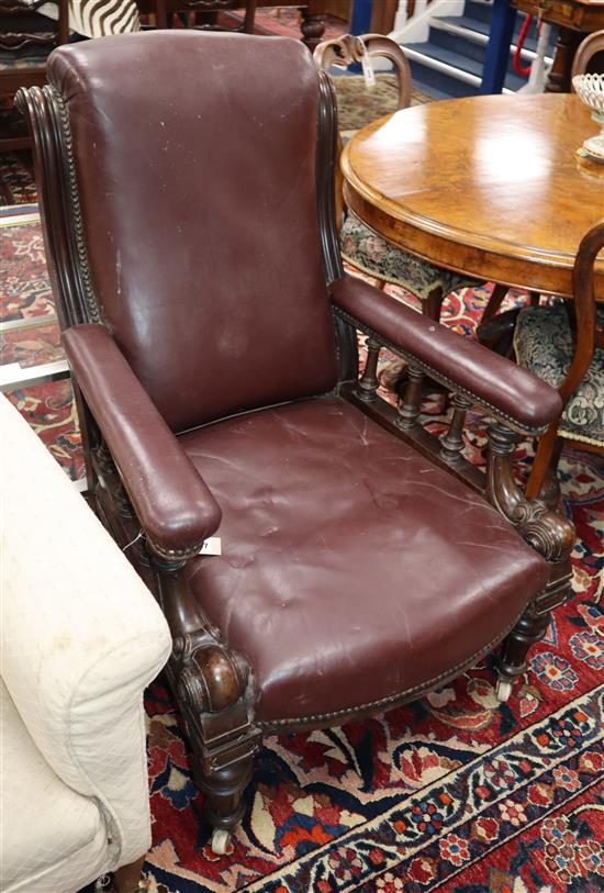 A Victorian mahogany library chair